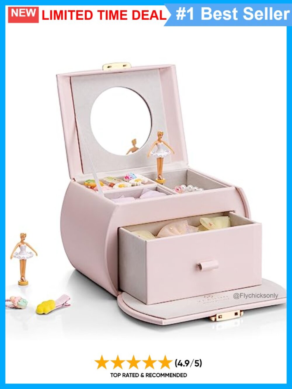 Musical Jewelry Box Ballerina Spinning Canon Faux Leather Girls Gift